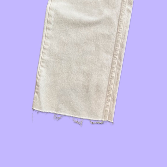 Women's Zara Hi-Rise Full Length Wide Leg White Denim Raw Hem Size 2/34L NWT - Picture 3 of 13